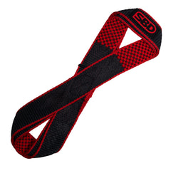 SBD Lifting Straps – Figure 8 strap volledig uitgevouwen op witte achtergrond