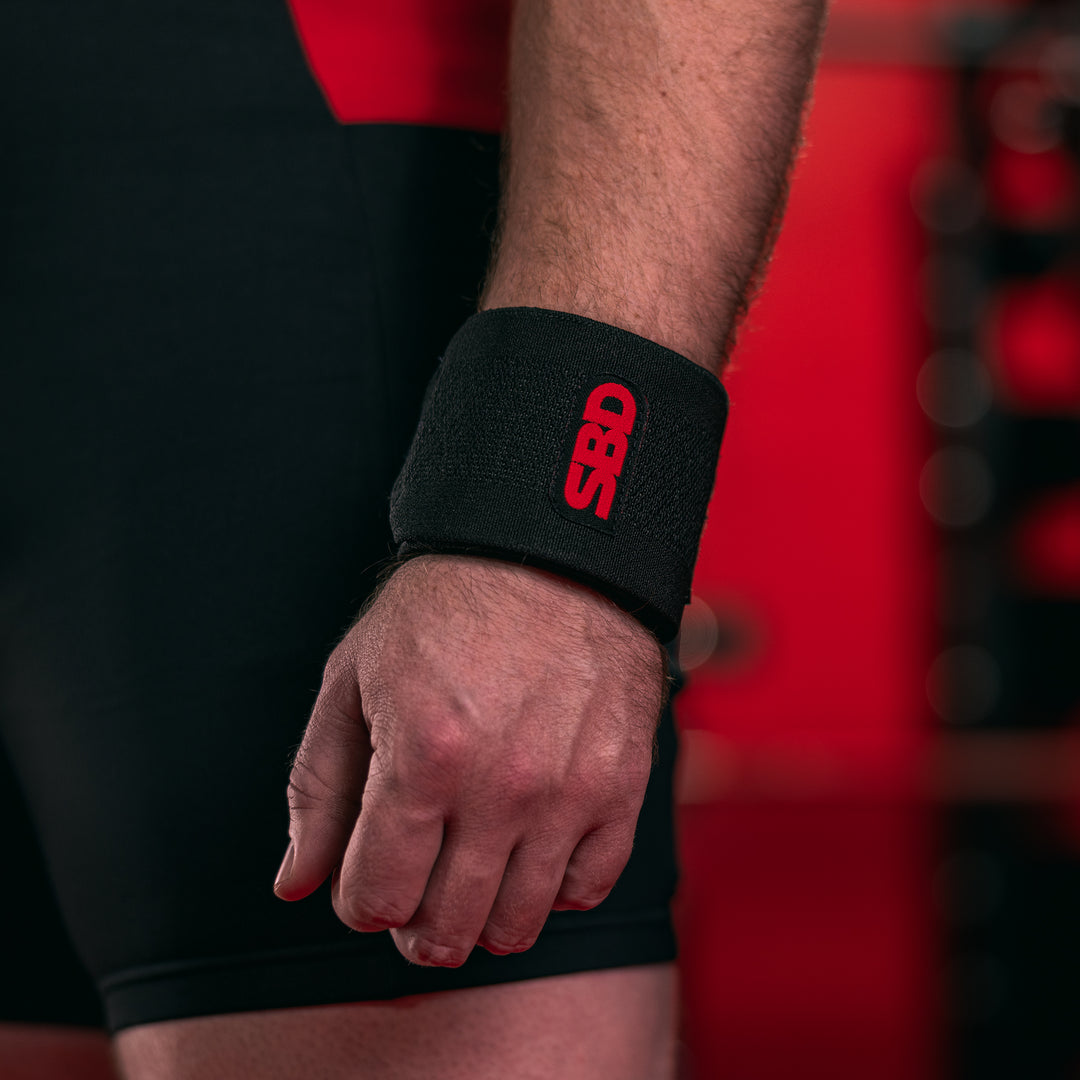 SBD Wrist Wraps – detail van de gedragen Flexible wrap
