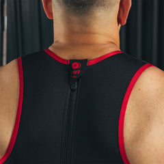 SBD Weightlifting Singlet – detail van de ritssluiting op de rug van het herenmodel