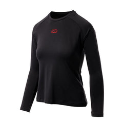 SBD Long Sleeve Training T-Shirt Classic voor dames – zwart damesmodel met lange mouwen op witte achtergrond
