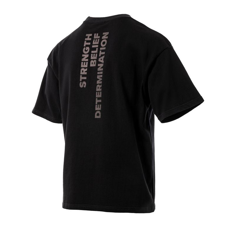 SBD Oversized T-Shirt Classic – achterzijde op witte achtergrond met grote Strength Belief Determination-opdruk