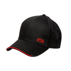 SBD Baseball Cap Classic in zwart met rode SBD-details – productfoto
