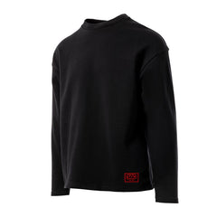 SBD Sweatshirt Classic – zwart sweatshirt met rood label op witte achtergrond