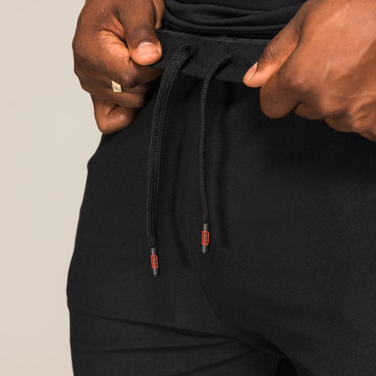 SBD Training Shorts Classic voor heren – detail van de tailleband en trekkoorden