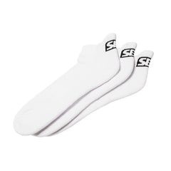 SBD Trainer Socks 3 Pack Classic in wit met zwart SBD-logo – productfoto