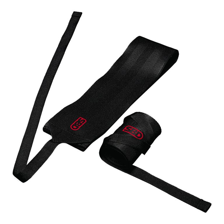 SBD textiele weightlifting wrist wraps, vrijstaand productbeeld op witte achtergrond